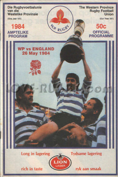 1984 Western Province v England  Rugby Programme